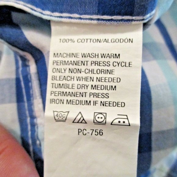 Izod Mens Long Sleeve Oxford sz L Blue Plaid Button Down - Picture 10 of 10